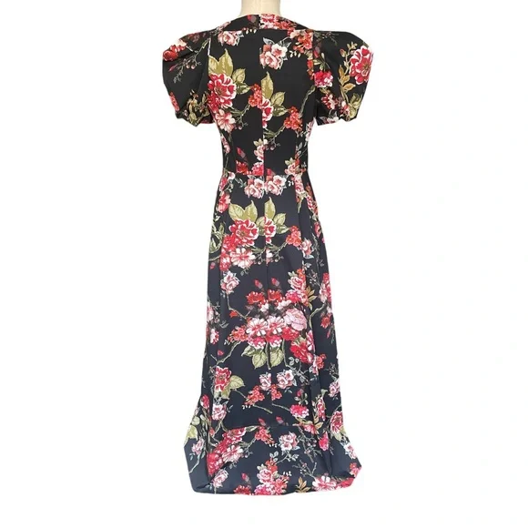 GOOP G. Label Rita Round-Neck Gown in Black Ground Floral - Picture 10 of 14